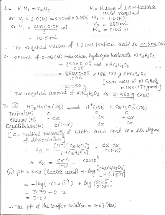 S2 It VM, = V2 M2 V = Volleme of 1.0 M tartarie acid required on V, X LO(M) = 250 ml * 0-051m M, = LOCM) of N = 250x 0.05 m
