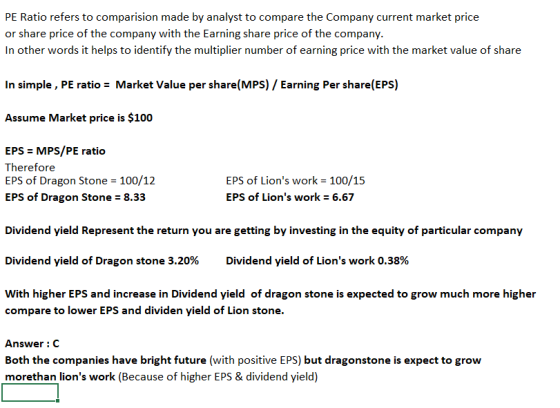 PE Ratio refers to comparision made by analyst to compare the Company current market price or share price of the company with