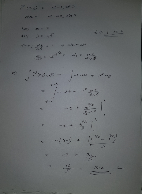 dr. < dx, dy> t 1 to 4 Let; scat then y=50 then; dx = 1 » dx-alt - Ftw. dr - F (ory)-d = - dx 1 dx + x dy + 2 dy t=4 1-1 att