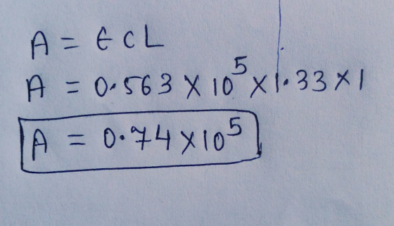 A=ECL A = 0.563 x 10 x 1.3341 A = 0.44X105)