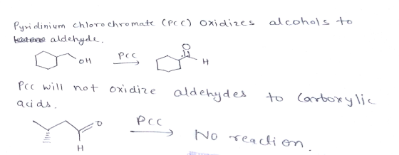 alcohols to Pyridinium chloro chromate (Pc c) oxidizes kaum erro aldehyde, PCC will not acids. oxidize aldehydes to Carboxyli