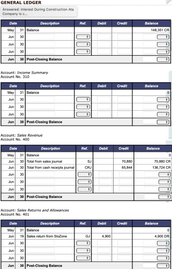 GENERAL LEDGER Answered: Interest During Construction Ata Company is C... Date Ref. Debit Credit Balance Description 31 Balan