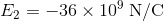E_{2}=-36\times 10^{9}\; \mathrm{N/C}