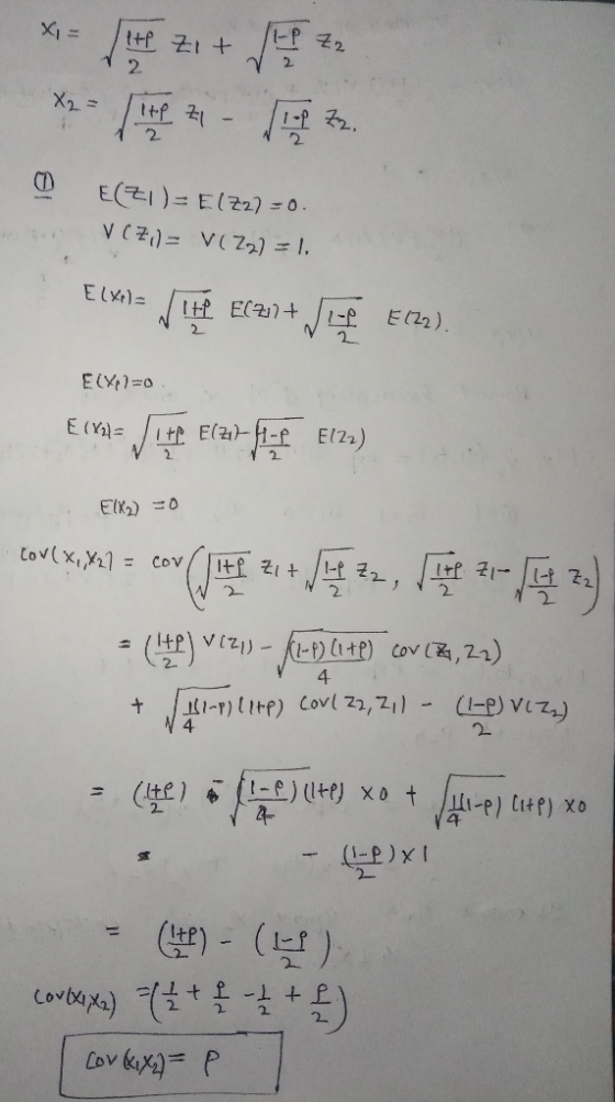 2 X2 2 CD E(tI)=El22) = 0. VCz= V(Z2) = I. 3-+ ElX Itf EC E (2) 2 2 Itt E(2H-fEl22) E (Y Elx)0 Cov(x,21cov H1- 2 4 시-T) l1te)