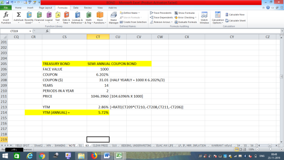 BOND- Microsoft Excel (Product Activation Failed) Formulas File Home Insert Page Layout Data Review View Add-Ins Trace Preced
