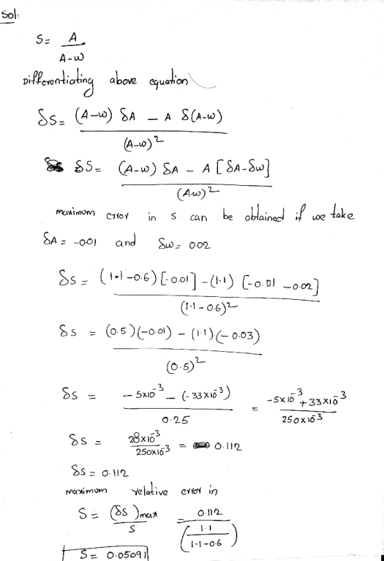 Sol A A-u above cquation Ss (A-)SA SCA-w) A 4-0)2 CSA-Sw SS= CA-w) SA A (Au) ake be obtainef manimom Ci1oY Loe can SA and Sw