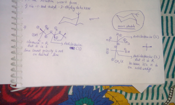 the solution wont form 1) cis-1-tet-butyl-2-ethyly do hexene. more stable Ho to < s you Anticlockwise (s) 3 clockwise = R Bu