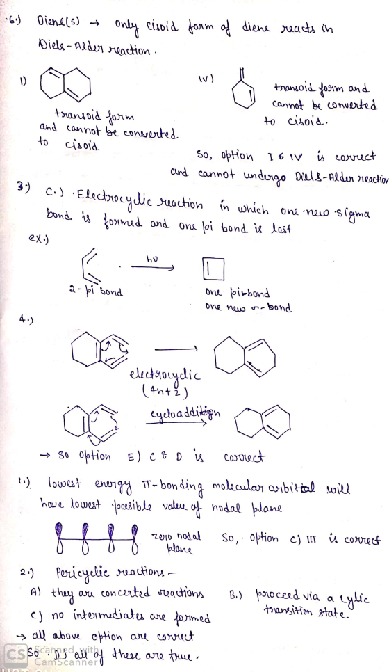 .6) Diene(s) only cisoid Diels-Alder reaction. form of diene reacts in transold form and cannot be converted to cisoid. - tr