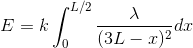 E = k \int_{0}^{L/2} \frac{\lambda}{(3L-x)^{2}}dx