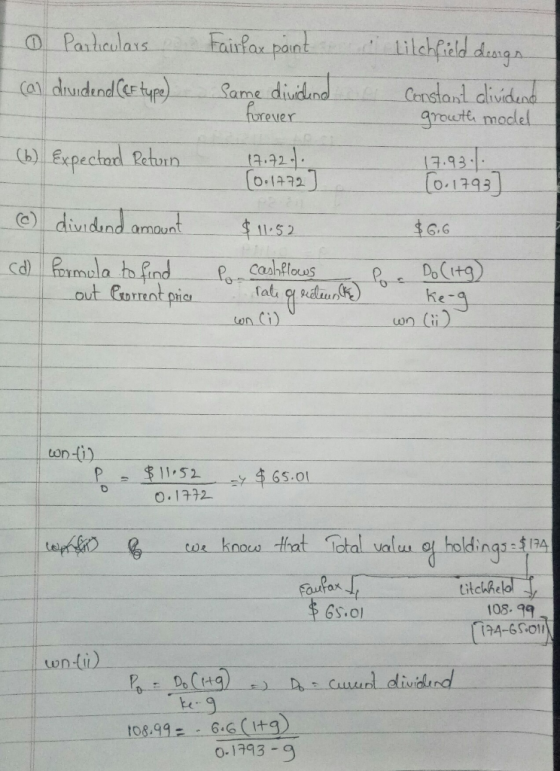 iifax poin culaxS dend CF urever growtt moclel - (b) Expec tnd Return. 1a.나. 0.1 .93 0.1393 e) dividind_amount 411.52 G.G Cas
