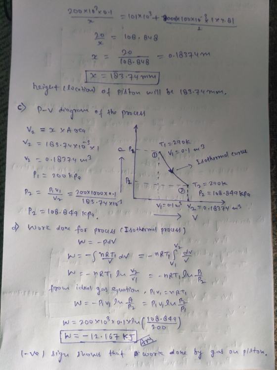 200x1080.1 - 101x10²+ Jooox 100x10 & 1x4.01 20 108. ous 90 108.848 0.1837um x = 183.74mm height llocation of piston will be 1