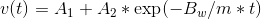 v(t) = A1 + A2 *exp(-Bw/m *t)