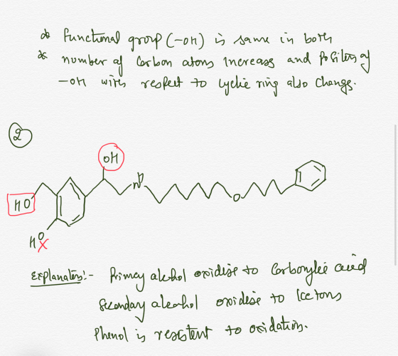 de a functional group (-01) is game in both number of carbon atens increass and posites al oh with respect to cycle ring also