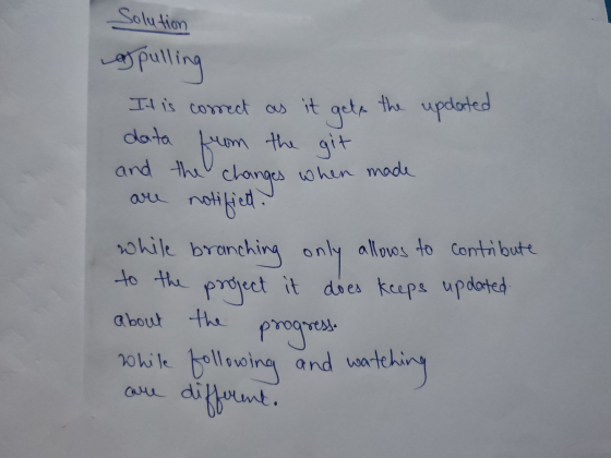 Solution It is correct as it Las pulling gete the updated data from the git and the changes when made are notified. while bra