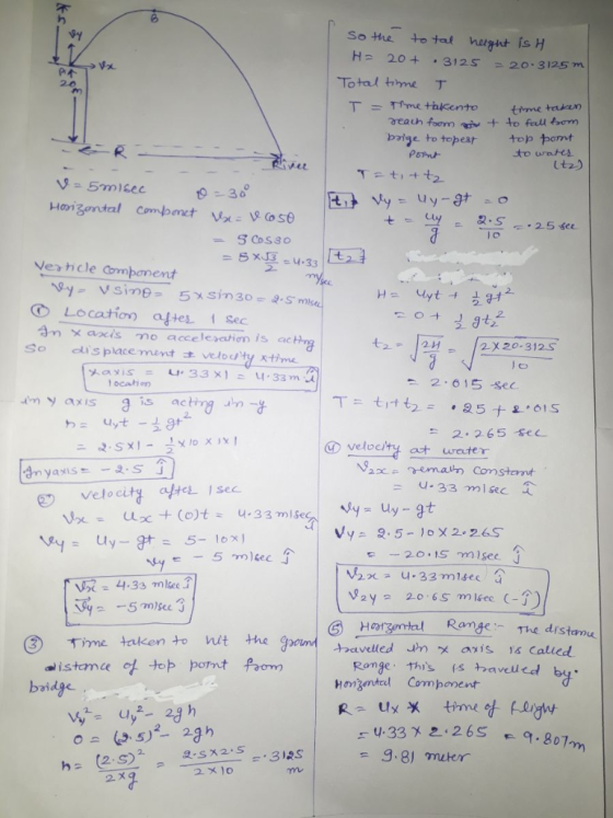 H= 20t . 3125 20.3125 m time teucen aeauh foomto fell toom (t2) Veahcle Companent 2. Location alteL 1 sec so displacement:± v