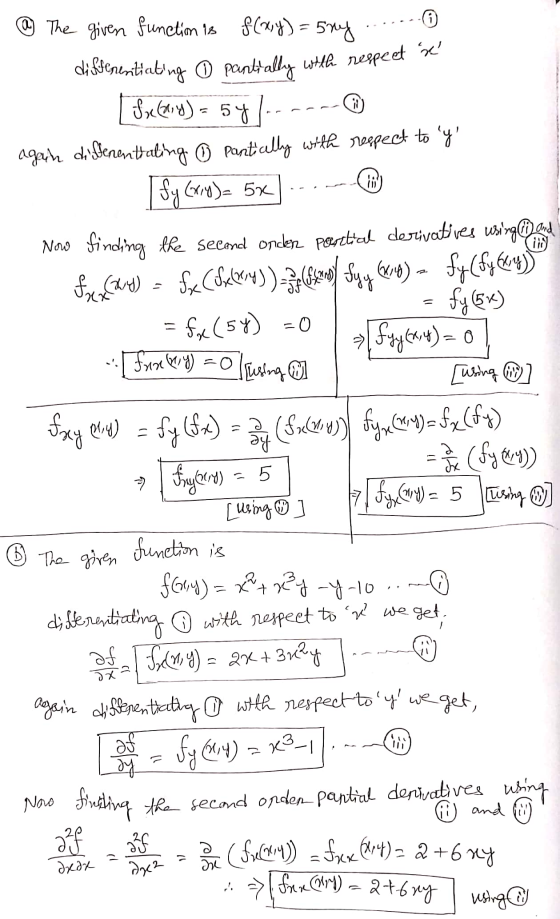 fy (fylky) fray) Foney)=0 =0 Tusing - @ The given function is f(x,y)=5ny di Skeneritiating a partially with respect se Se (ny