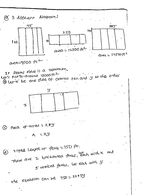 @ 3 different diagrams 75 too 250 1 20 12500ft? area = aree = 12500 ft² area=9000 ft2 It seems there is a maximum, ters purt