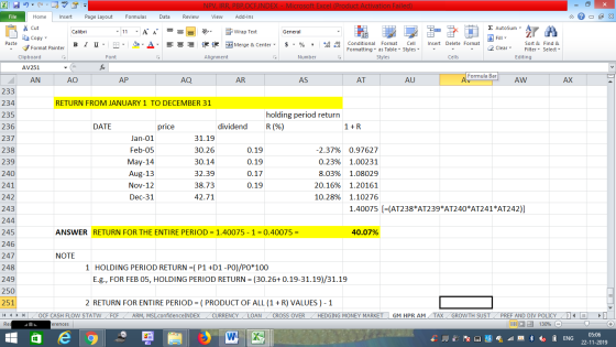 NPV, IRR, PBP,OCF, INDEX - Microsoft Excel (Product Activation Failed) Page Layout Formulas File Home Insert Data Review View