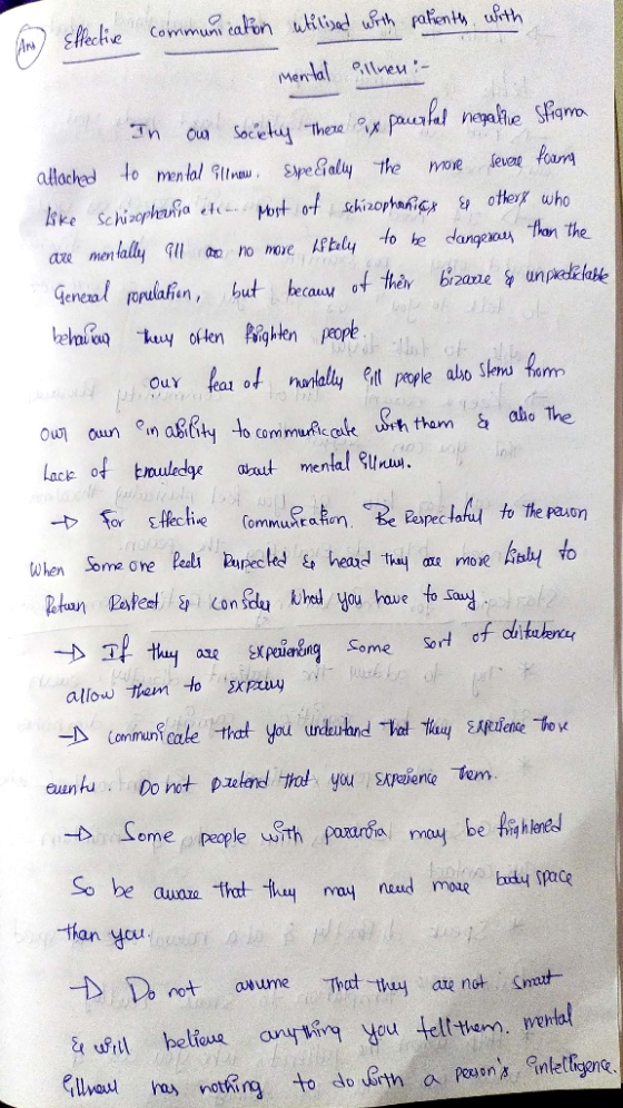 And Effective communication utilized with patients with mental ellnen :- In our society there ex paurtul negaline stigma atta