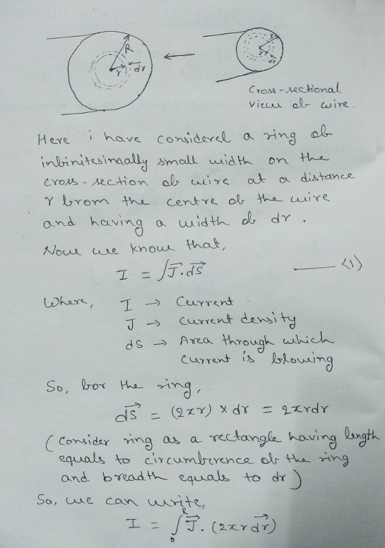 Cross-sectional Here , have Corul devel, a 거ng 01 ının nitesinaally smali uld th on the and having a width d dY ㄑㄧ T-) current → Current dens) dSArea through which CCorsiday ing as, a rectangle having lyg angle hov equals to cicumberence ar ng and b d th- ea lab to dr.