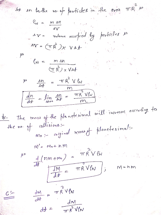 2 let an be the no. of particles in the area T.R. man Lave volume occupied by particles so AV = (TT R x Vat man AV so (TRx VA