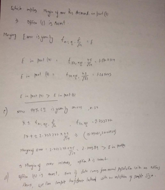 Which implies Margin of coor hus decresed. in part (3) - Option (() is correct Merging Emor is your by the goal E Ein part (a