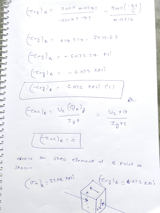 2 200 X 0:0507 Q0oX 030 8 X 8 9 0.0616 B = 29. 279- 650162 laz-6073,39 psi. TAANI LA = -6.073.Kpsi la = 6:073 kpsi Co. Enzle