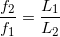 \small \frac{f_2}{f_1}=\frac{L_1}{L_2}