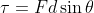 \tau =Fd \sin \theta