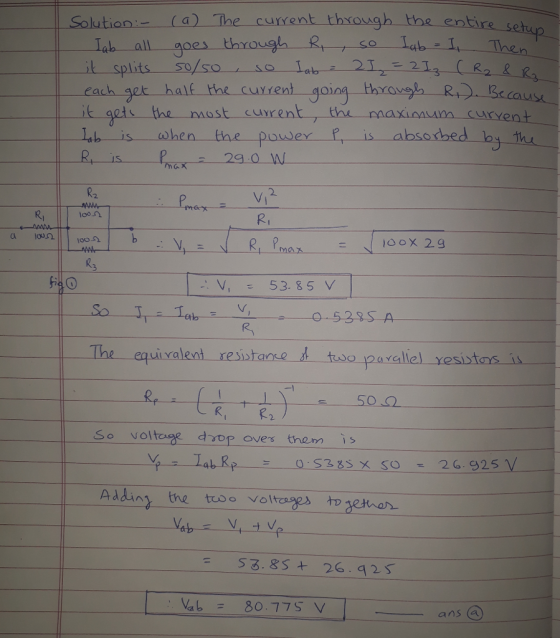 ntire setup Solutionahe current thsough the ent Jab all cach get half the cuxtent going thro Reau gete the most curen ab is h