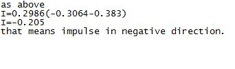 as above I-0. 2986 (-0. 3064-0. 383) I--0. 205 that means impulse in negative direction