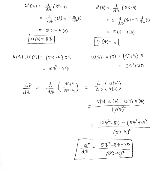 U(0) - d (9%+4) da u() = (59-4) 35 (9) - 4 adec d 4 da (1) 29 + 4() = 5(17-410) u18)= 29 u(9)=5 1(Q).4(q) = (59-4) 29 419).