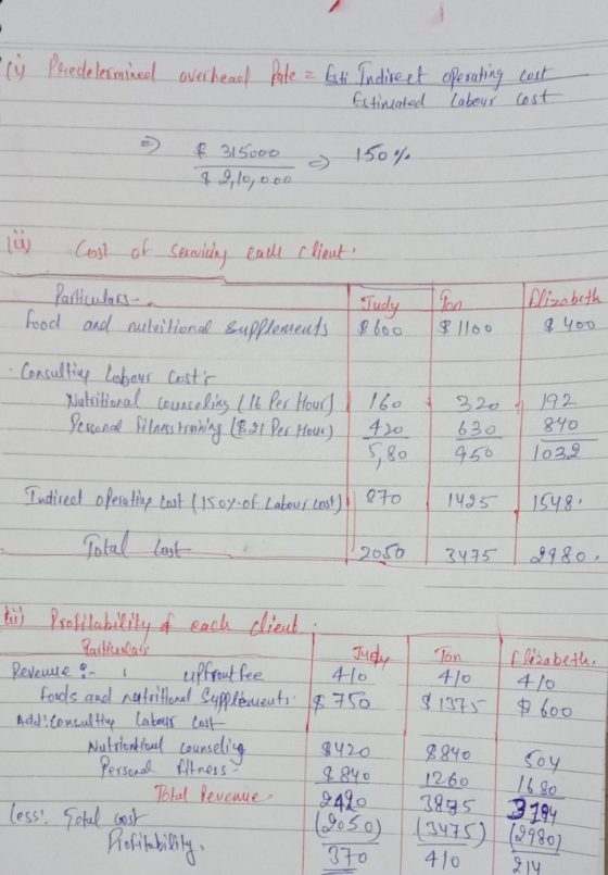 (4 Predetermined overhead fate z Esti Indirect Estimated operating labour cost cost = $ 315000 $ 2, 10,ooo 150% (1) Cost of
