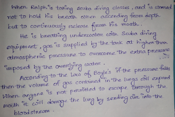 When Ralphis taking scubo not to hold his breath conen ascending frcom depth but to continuously release diving classes , and