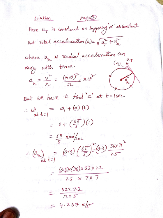 solutia oSin But total acceleration (a)-E+ んheye l acC 2) Vosy with tirme 1 九九 9レ But we have飞hnd a ct t=l sec at t-l 04 (笑)(