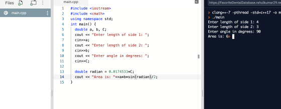 Files https://FavoriteDentalDatabase.rahulkumar29.re main.cpp ... nm > clang++-7 -pthread -std=c++17 -0 m } ./main Enter leng