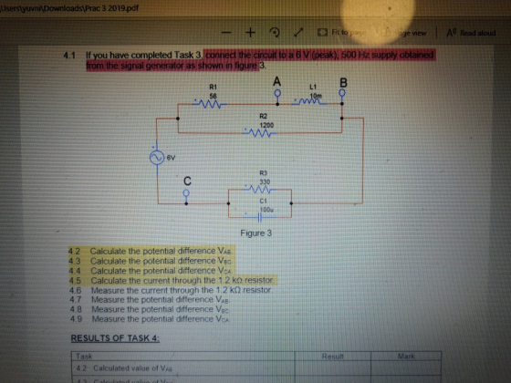 Users\yuvni\Downloads\Prac 3 2019.pdf - + r Fit to pac Fitto k age view AY Read aloud 4.1 If you have completed Task 3, conne