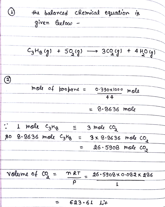 thi balanced cRemcal equation iz, given elocw m ole 8, 86 36 mole = C^H 30 8-8636 mo C3Hg- 3x 8.8636 mab co, - a6 5908 mak co