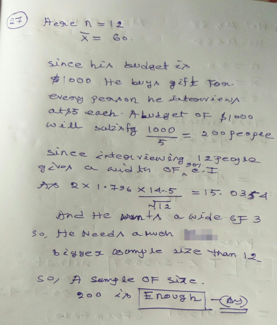 (27 Here n=12 x = 6o. since his bodget zo $1000 He buys gift for every person he tategoriews at 85 each - A budget of $1000 w