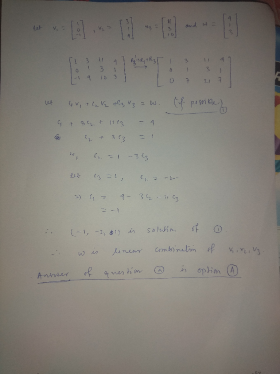 A and V , V l1 3 11 2 3 1 4 21 4 1 3 (3 + C >1 -3 C3 2- 4-3 - 11 C3 L- - Soluhm 1,-2, 1) Cmnatim Rinear sophin (A