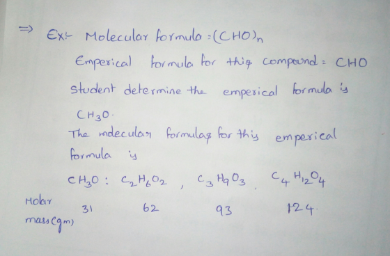 ex Molecular oynulo (CHO) student dete rmine the empesical or mulo i C. H30 ulc1 em pex ormula 26 2 62 93 12 4 3)
