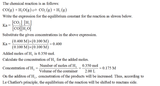 The chemical reaction is as follows: CO(g) + H,O(g)근 CO2 (g) + H, (g) Write the expression for the equilibrium constant for t
