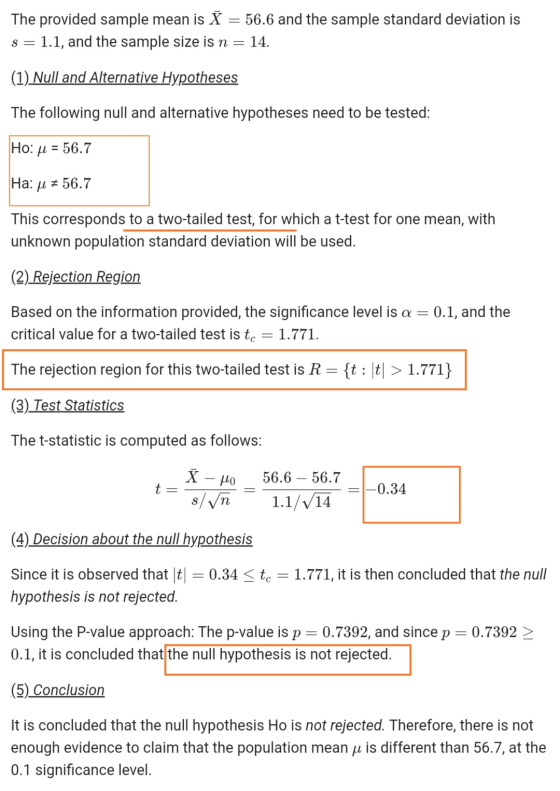 The provided sample mean is X = 56.6 and the sample standard deviation is 1.1, and the sample size is n. 14. S = (1) Null and