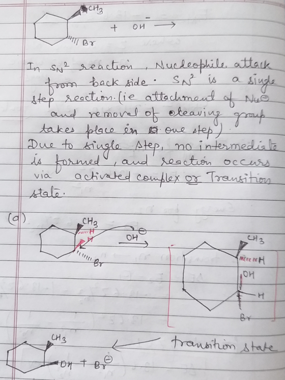 CH2 Nucleophil attak ingle In SN2 seaction back side SA is tep seactim (ie attadamaud of Ns and removel ooteasing gm takes pl