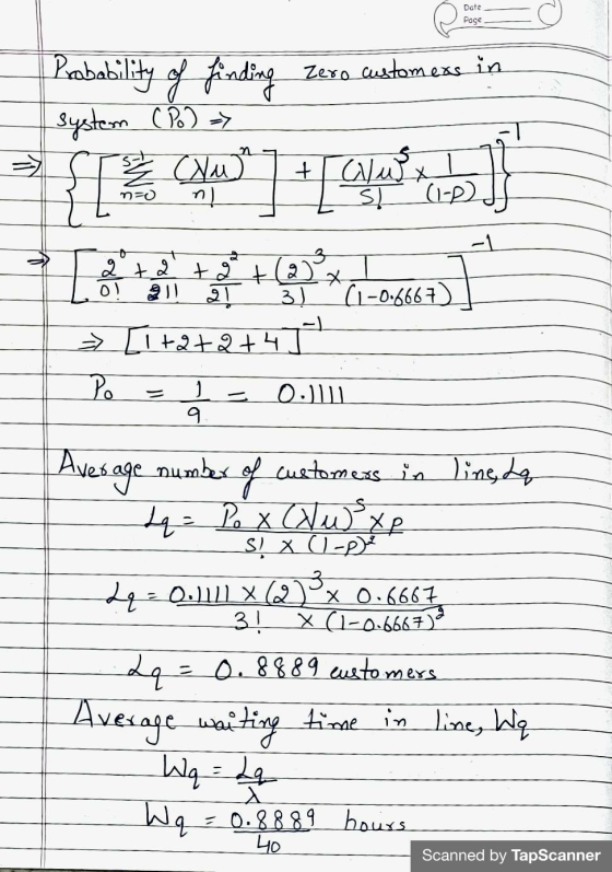 Date Page Probability of finding Zero customexs in system (Po) > 5 / CNMM n! + Clus डा (1-2) -1 2 + 2 + 2 + (21² O! 2011 21 3