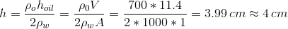 h = Pohoil 2pw POV 700 * 11.4 2PA 2 * 1000 * 1 = 3.99 cm 4 cm