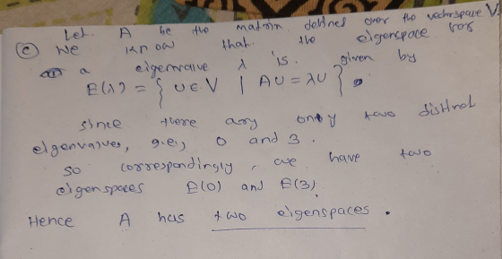let. A he the Ave Knoa madon delined over the vechoo spave v that. egenspace for A gieren is by cigermaive Elu2= ve: V l AU =