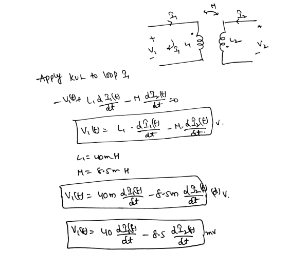 Itzi Apply kul to loop I _ut lid 27_M de los come Tvilla 4.22.0 - M. ABCD). Li= comH M=8.5mH victa yom diferent from Bally v.