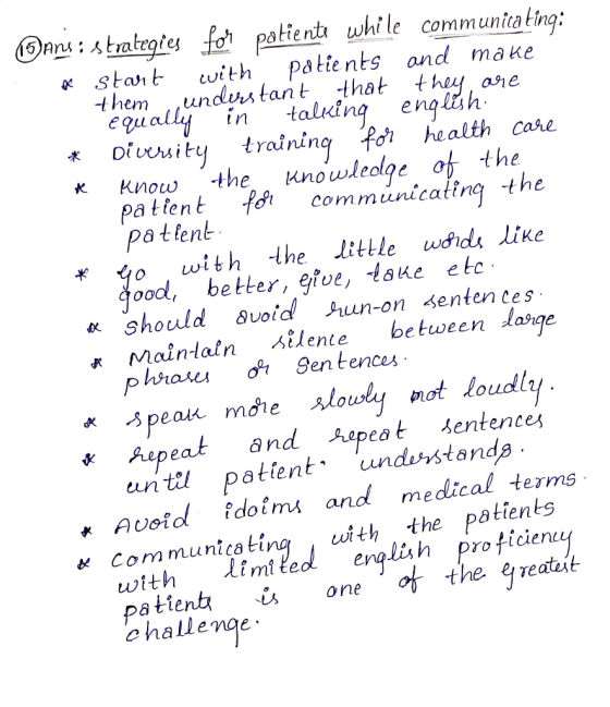 Bans: strategies for patients while communicating: He start with patients and make them understant that they are equally in t