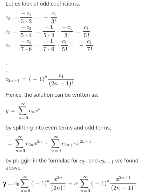 Let us look at odd coefficients. ģi un p 5.0 - 5.43 07 = 7.5 = 7.6 57 = - -1 C C2n+1 = ( − 1) (2n + 1)! Hence, the solution
